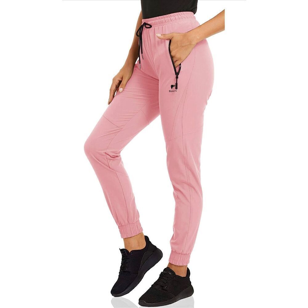 NEW CRYSULLY Joggers Quick Dry Lightweight Athletic Zipper Pockets L